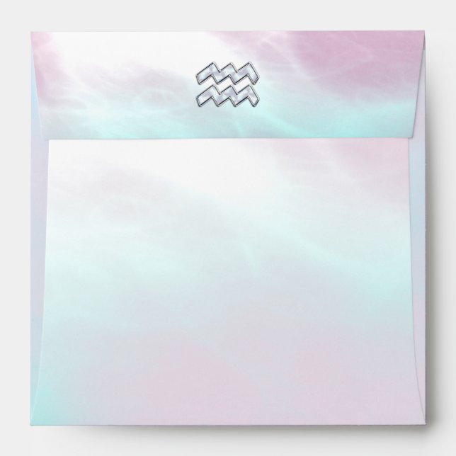 Modern Aquarius Sign on Mother of Pearl Style Envelope (Back (Top Flap))
