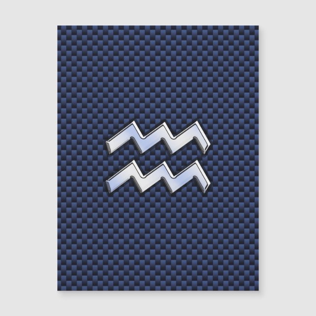 Modern Aquarius Sign on navy blue carbon fiber (Front)
