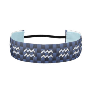 Modern Aquarius Sign on navy blue carbon fiber Athletic Headband
