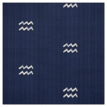 Modern Aquarius Sign on navy blue carbon fiber Fabric