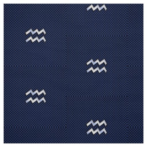 Modern Aquarius Sign on navy blue carbon fiber Fabric