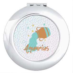Modern Aquarius Water Bearer Zodiac  Compact Mirror