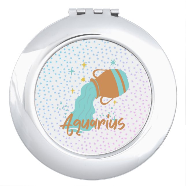 Modern Aquarius Water Bearer Zodiac  Compact Mirror (Front)