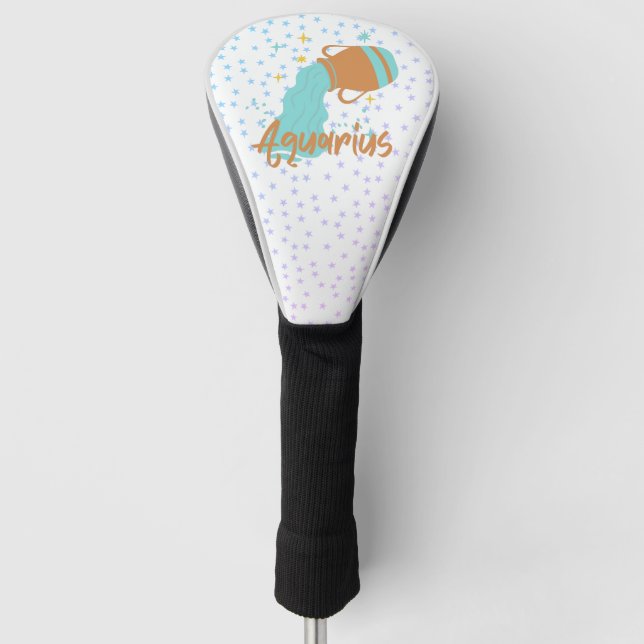 Modern Aquarius Water Bearer Zodiac  Golf Head Cover (Front)