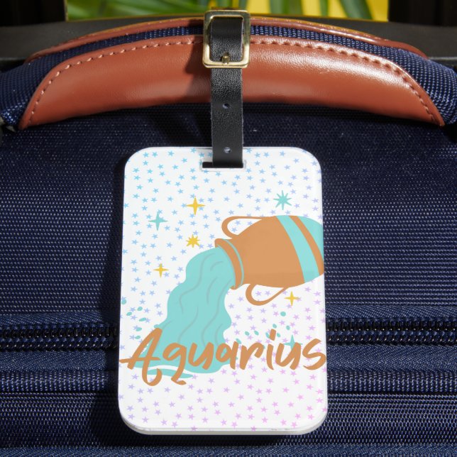 Modern Aquarius Water Bearer Zodiac  Luggage Tag (Front Insitu 2)