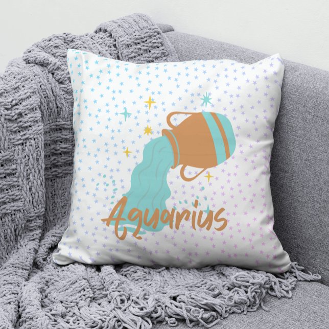 Modern Aquarius Water Bearer Zodiac  Throw Pillow (Creator Uploaded)