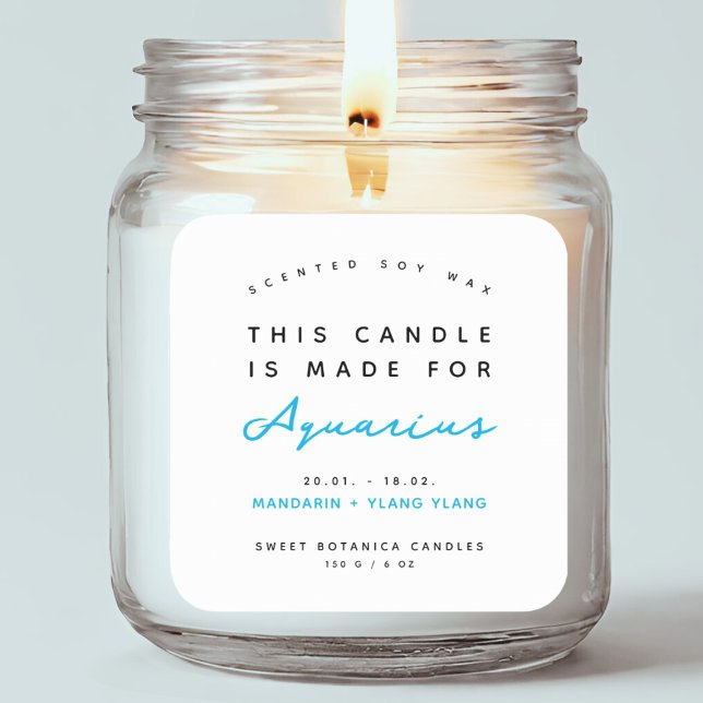Modern Aquarius zodiac candle label (Creator Uploaded)