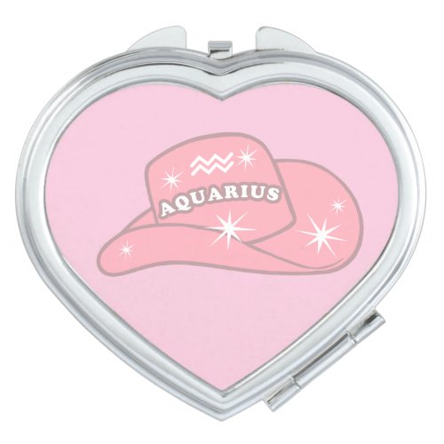 Modern Aquarius Zodiac Pink Cowgirl Hat   Compact Mirror