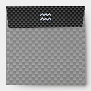 Modern Aquarius Zodiac Sign Carbon Fiber Style Envelope