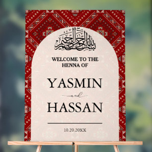 Modern Arab Henna Welcome Wedding Entrance Acrylic Sign