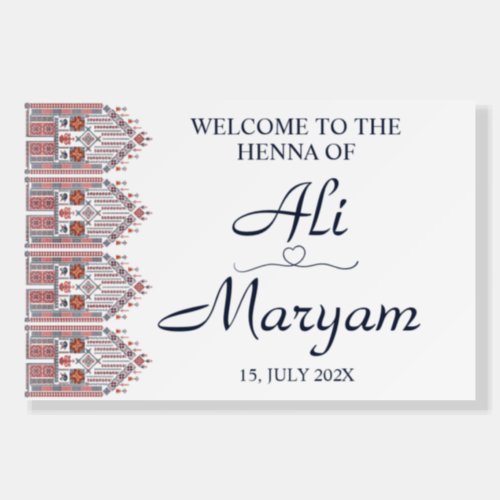 Modern Arabesque Henna Welcome Party Sign Board