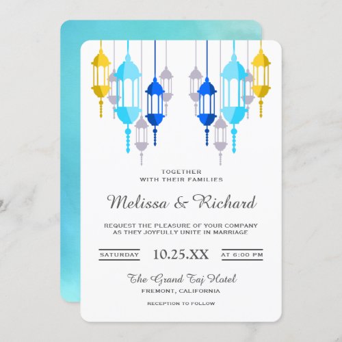 Modern Arabian Hanging Lanterns Wedding Invitation