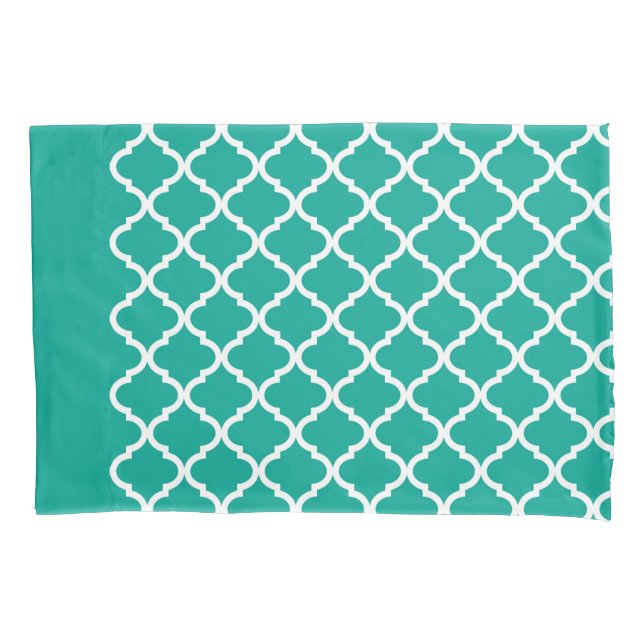 Modern Arcadia Teal Moraccan Quatrefoil Pattern Pillow Case (Front)