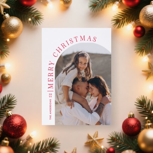 Modern Arch 12 Photo Year in Review Christmas Letterpress Photo Cards (Insitu)