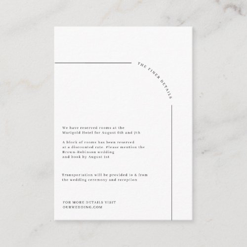 Modern Arch Black and White Wedding Enclosure Card