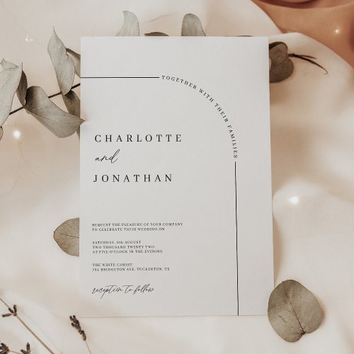 Modern Arch Black and White Wedding Invitation