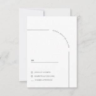 Modern Arch Black and White Wedding RSVP Card