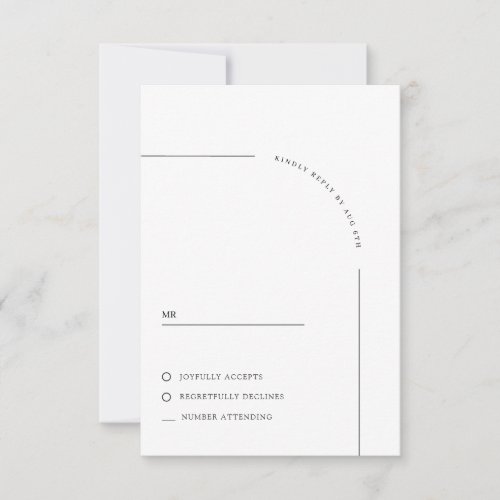 Modern Arch Black and White Wedding RSVP Card