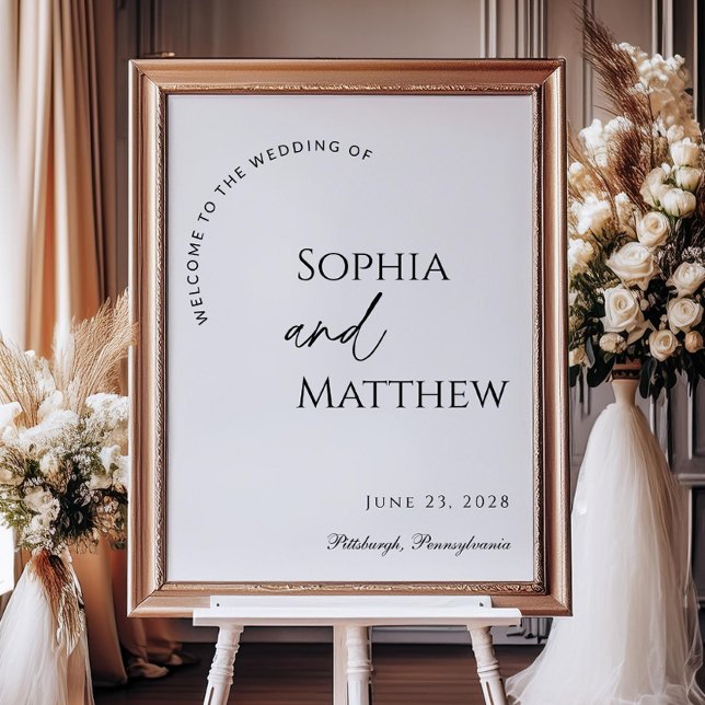 Modern Arch Black and White Wedding Welcome Poster (Creator Uploaded)