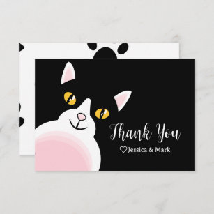 Modern Arch Black Cat Baby Shower Thank You Enclosure Card