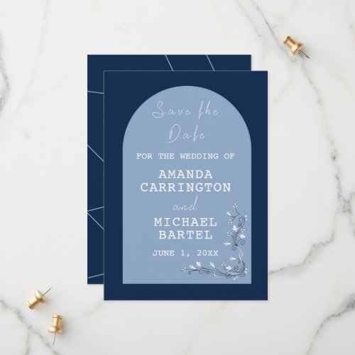 Modern Arch Blue Hues Save The Date Card