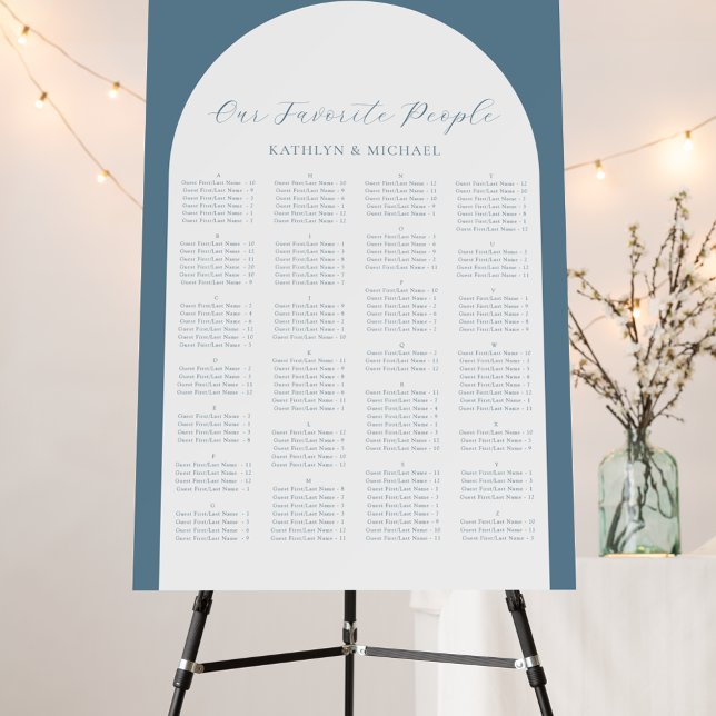 Modern Arch Blue Wedding Alphabetical Seating Foam Board (Creator Uploaded)