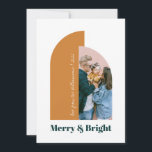 Modern Arch Blush Dusty Pink Green Photo 2022 Holiday Card<br><div class="desc">Can be fully customized to suit your needs. Colors and fonts can be changed to match your theme. © Gorjo Designs. Made for you via the Zazzle platform. // Note: photo used is a placeholder image only. You will need to replace with your own photo before ordering/printing. If you need...</div>