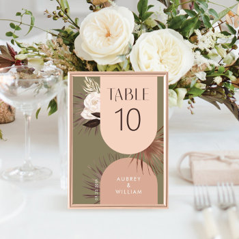 Modern Arch Bohemian Chic Boho Watercolor Florals Table Number by moodthology at Zazzle