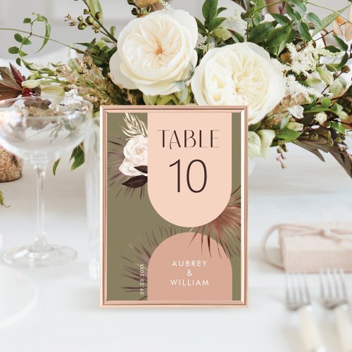 Modern Arch Bohemian Chic Boho Watercolor Florals Table Number