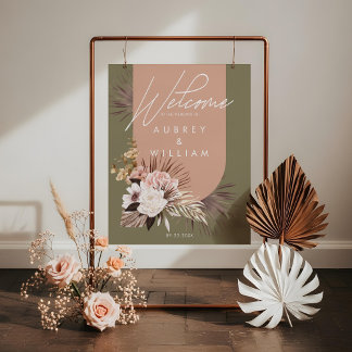 Modern Arch Bohemian Watercolor Florals Wedding Foam Board