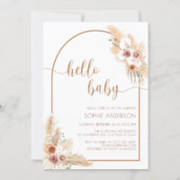 Modern Arch Boho Pampas Grass Baby Shower Invitation