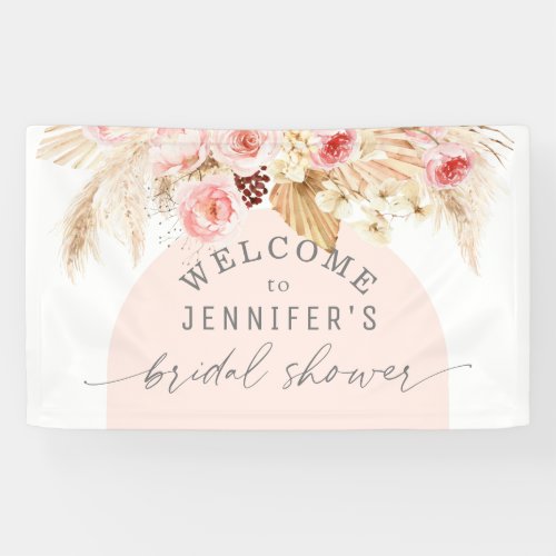 Modern arch boho watercolor floral party welcome  banner