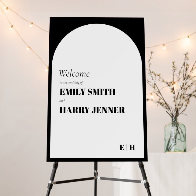 Modern Arch Bold Typography Wedding Welcome Sign (In Situ (Stand))