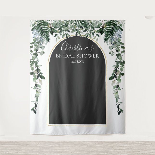Modern Arch Botanic Bridal Shower photo backdrop (Front)