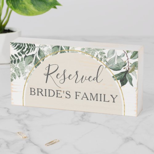 Modern arch Botanic Greenery table reserved  Woode Wooden Box Sign