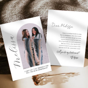 Modern Arch Bridesmaid Photo Proposal Card