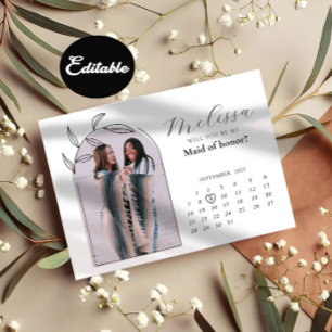 Modern Arch Bridesmaid Proposal Card