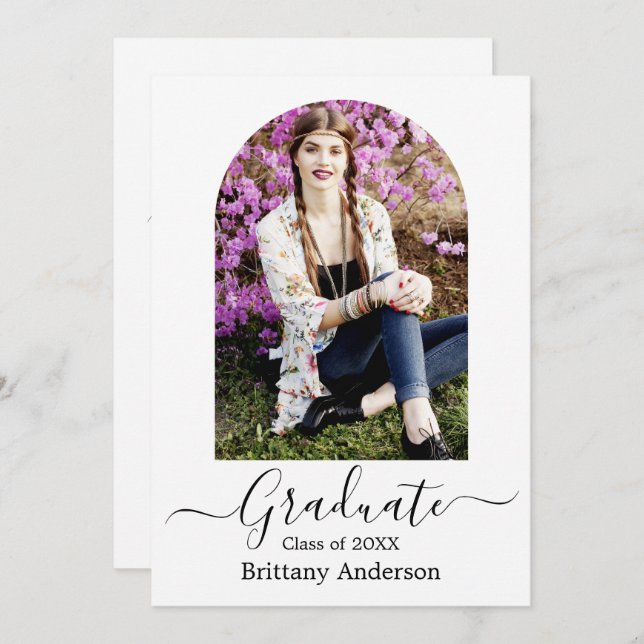 Modern Arch Calligraphy Graduation Party Invitation (Front/Back)