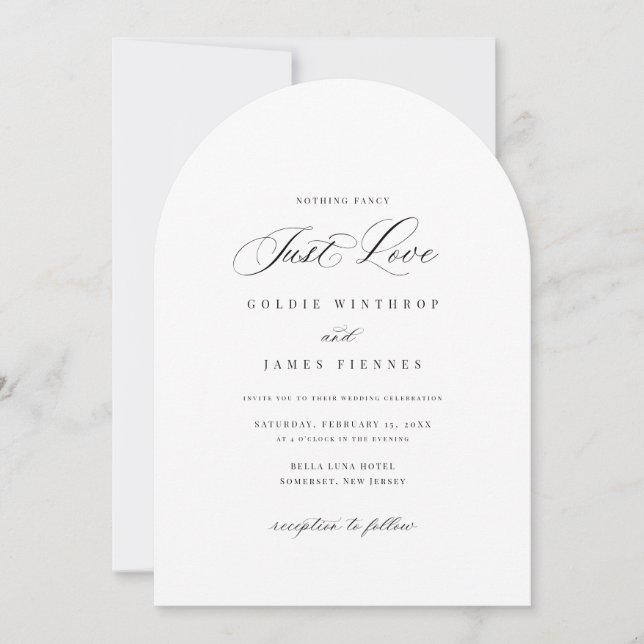 Modern Arch Calligraphy Simple Wedding Invitation (Front)