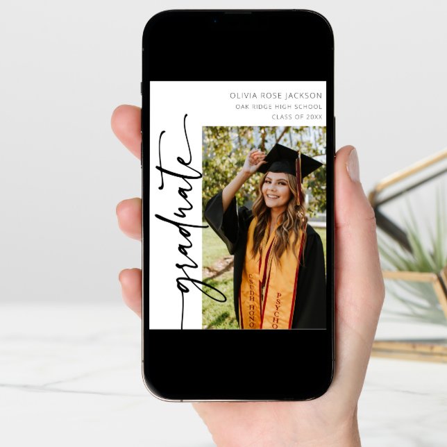 Modern Arch Casual Photo Graduation Announcement (Front Digital)