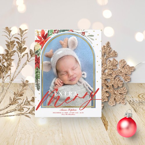 Modern Arch Christmas Baby Birth Announcement 