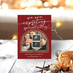 Modern Arch Christmas Pregnancy Announcement