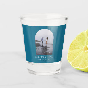 Modern Arch Couple Photo Minimalist Wedding Shot Glass