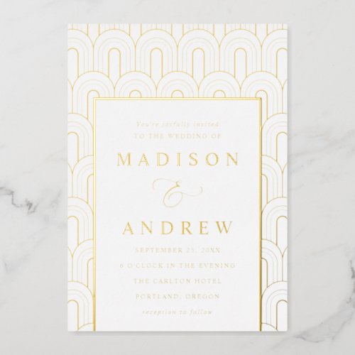 Modern Arch Deco Wedding Foil Invitation