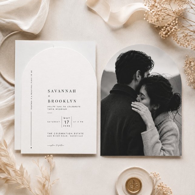 Modern Arch Editorial Wedding Invitation (Creator Uploaded)