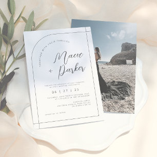 Modern Arch Elegant Typography Chic Photo Wedding Invitation