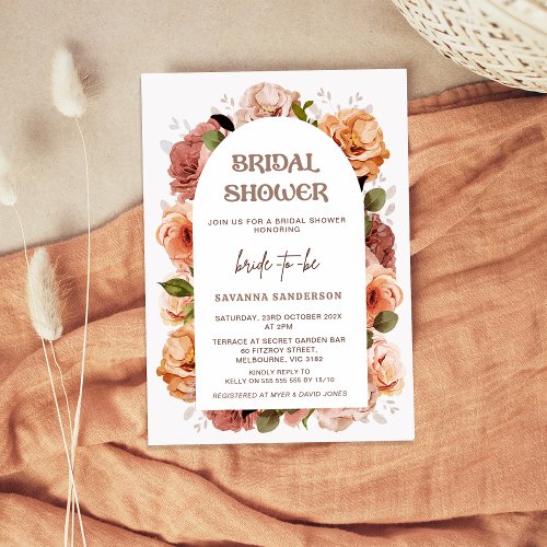 Modern Arch Fall Floral Bridal Shower Invitation