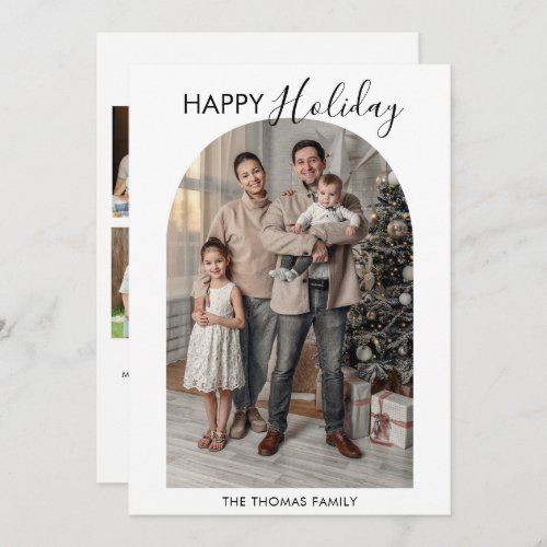 Modern Arch Family Photo Collage Holiday Card