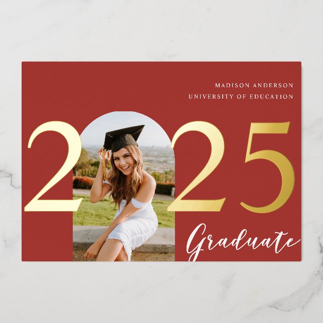Modern Arch | Foil Photo Graduation Announcement (Front)