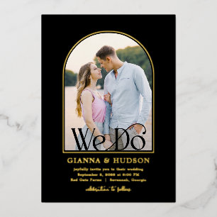 Modern Arch FOIL Simple Wedding Photo Invitation